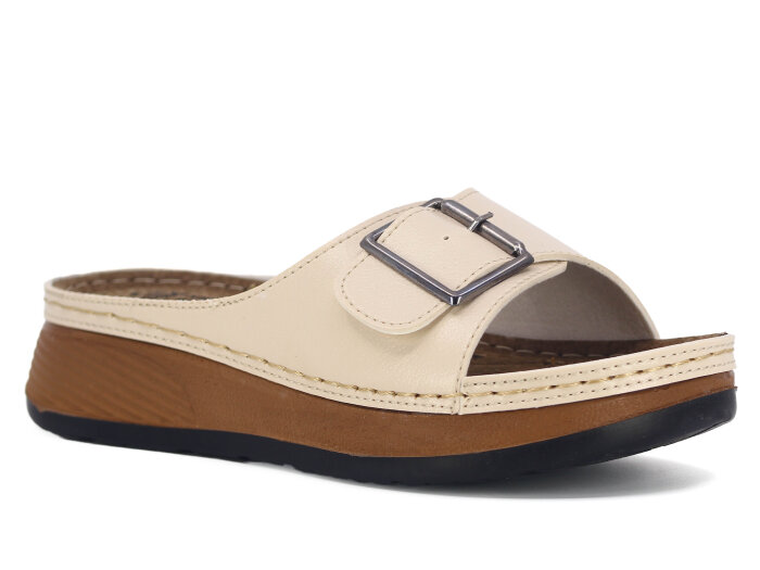 Metmax Zenne 1115 Elmas Monta Günlük Terlik Krem - Metmax