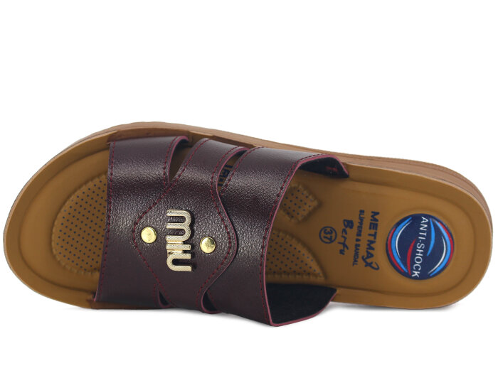 Metmax Zenne 1155 Berfu Pedli Günlük Terlik Bordo - Metmax (1)