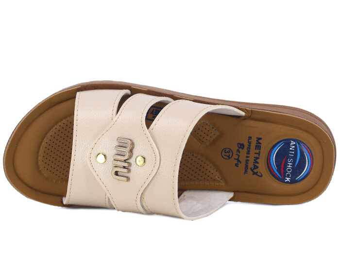 Metmax Zenne 1155 Berfu Pedli Günlük Terlik Krem - Metmax (1)