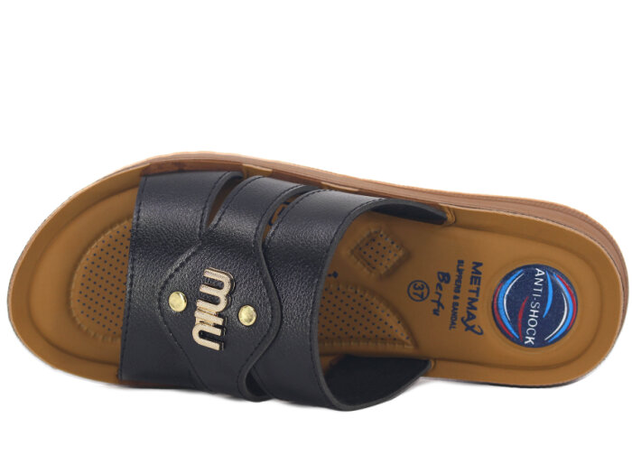 Metmax Zenne 1155 Berfu Pedli Günlük Terlik Siyah - 2