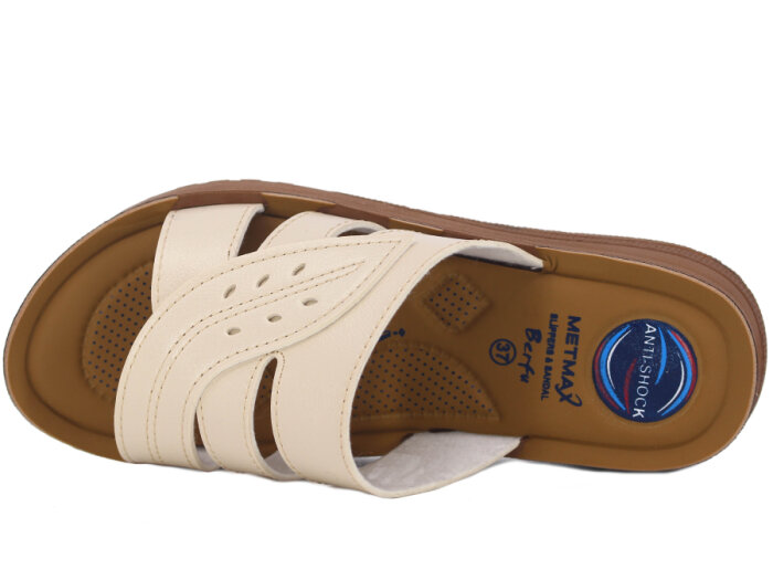 Metmax Zenne 1157 Berfu Pedli Günlük Terlik Bej - 2