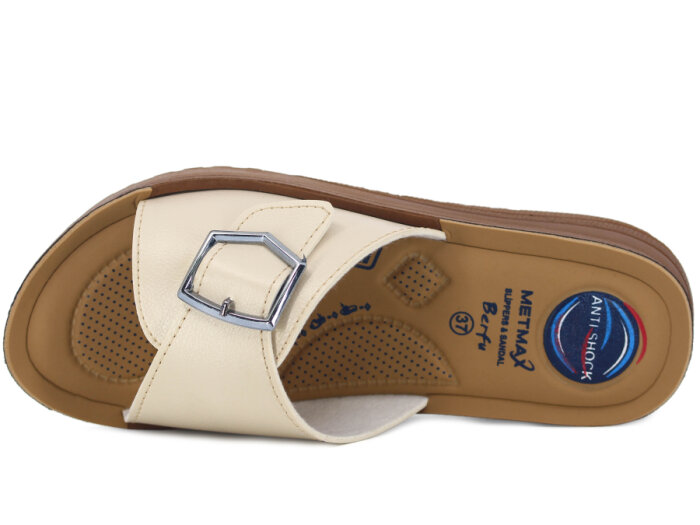 Metmax Zenne 1160 Berfu Tek Toka Pedli Günlük Terlik Bej - 2