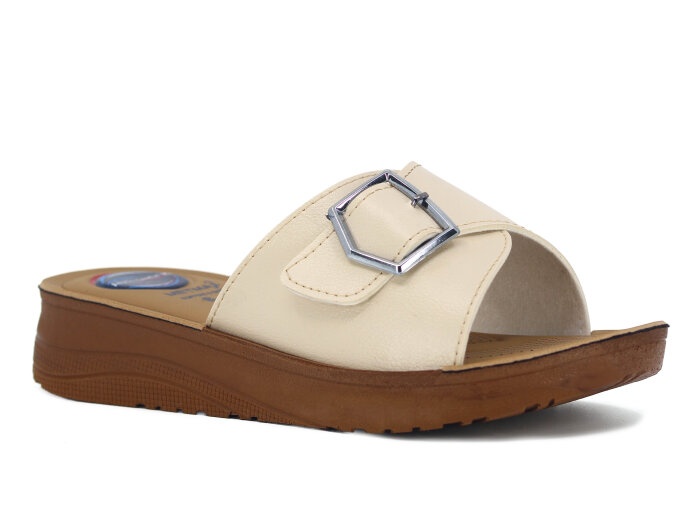 Metmax Zenne 1160 Berfu Tek Toka Pedli Günlük Terlik Bej - Metmax