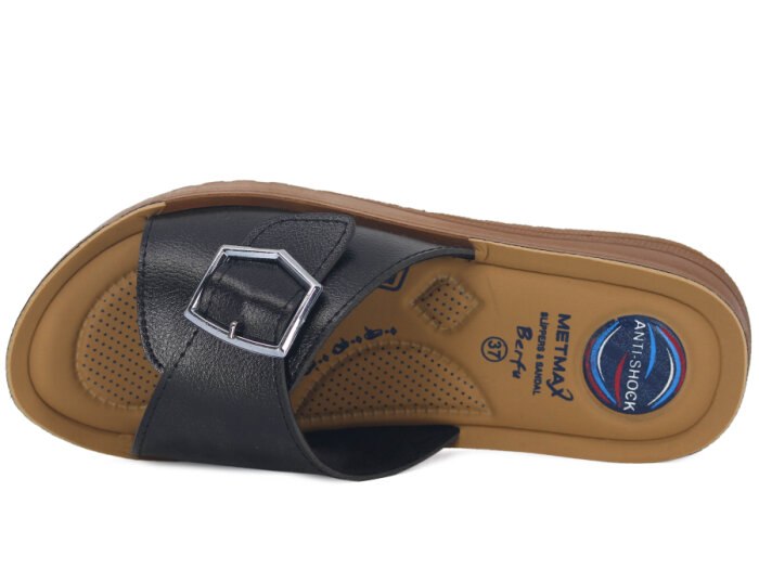 Metmax Zenne 1160 Berfu Tek Toka Pedli Günlük Terlik Siyah - 2
