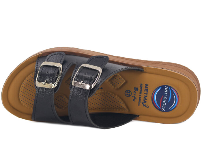 Metmax Zenne 1167 Berfu Çift Toka Pedli Günlük Terlik Siyah - Metmax (1)