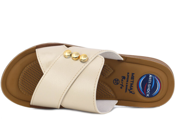 Metmax Zenne 1169 Berfu Pedli Günlük Terlik Krem - Metmax (1)