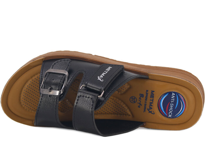 Metmax Zenne 1171 Berfu Cırtlı Tokalı Pedli Günlük Terlik Siyah - Metmax (1)