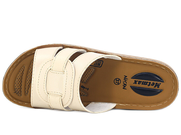 Metmax Zenne 1502 Nisan Geçmeli Günlük Terlik Krem - Metmax (1)