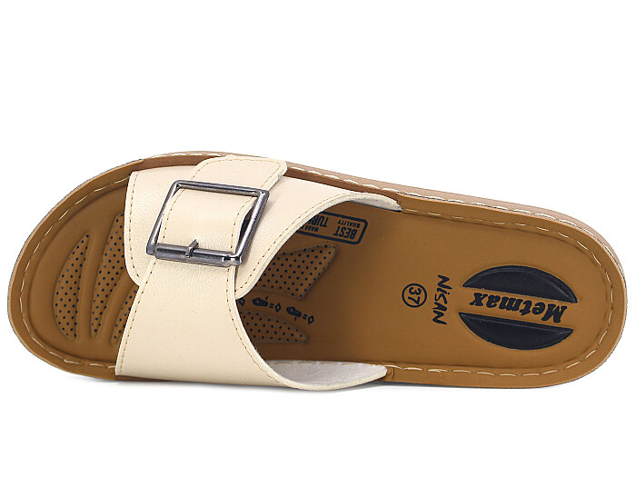 Metmax Zenne 1503 Nisan Tek Toka Günlük Terlik Krem - 2