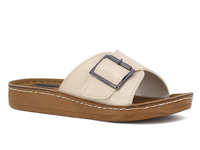 Metmax Zenne 1503 Nisan Tek Toka Günlük Terlik Krem - Metmax