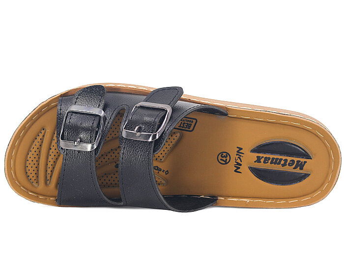 Metmax Zenne 1506 Nisan Çift Toka Günlük Terlik Siyah - 2