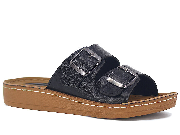 Metmax Zenne 1506 Nisan Çift Toka Günlük Terlik Siyah - 1