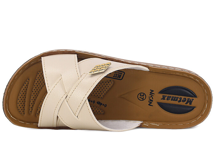 Metmax Zenne 1509 Nisan Çapraz Günlük Terlik Krem - Metmax (1)