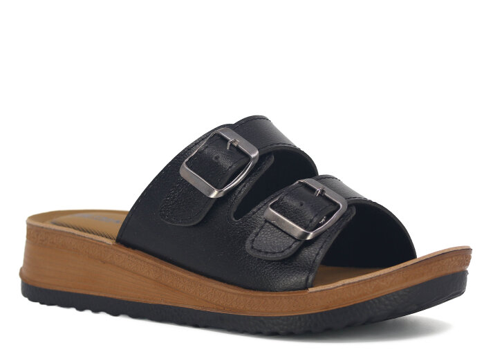 Metmax Zenne 1865 Oxfort Çift Toka Günlük Terlik Siyah - Metmax