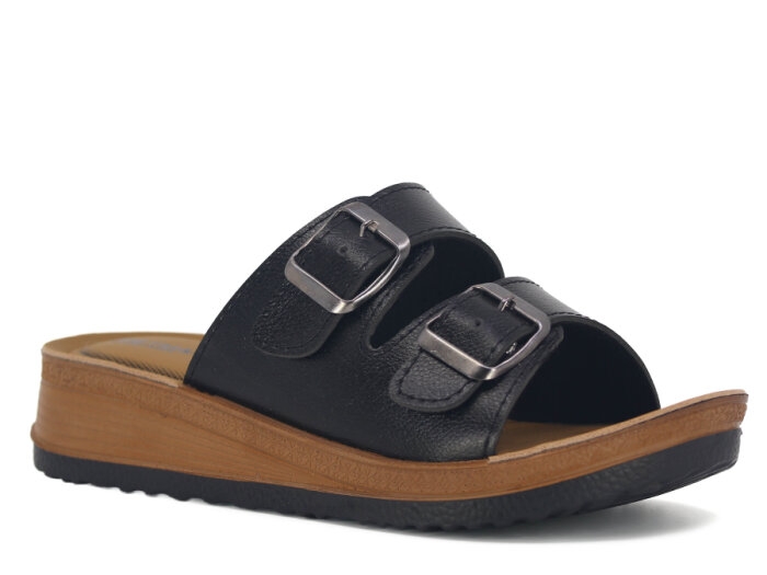 Metmax Zenne 1865 Oxfort Çift Toka Günlük Terlik Siyah - 1