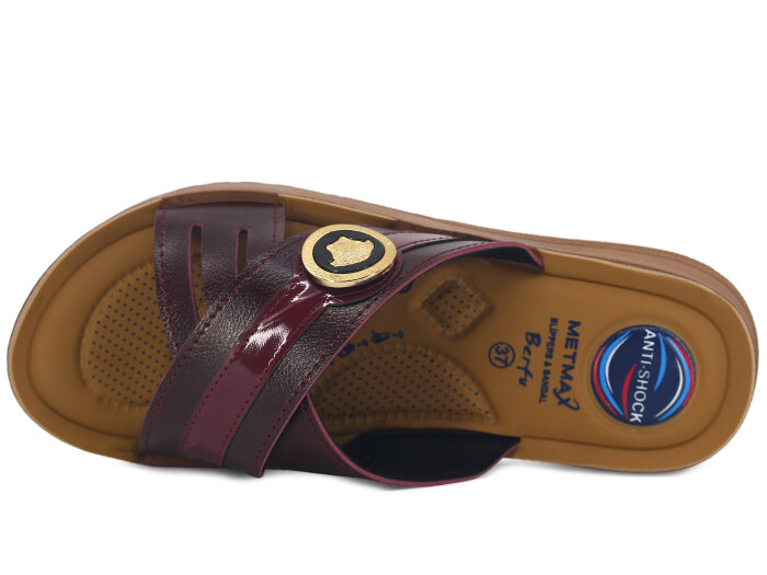 Metmax Zenne 1910 Berfu Çapraz Tek Toka Pedli Günlük Terlik Bordo - Metmax (1)