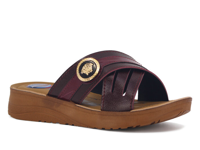 Metmax Zenne 1910 Berfu Çapraz Tek Toka Pedli Günlük Terlik Bordo - Metmax