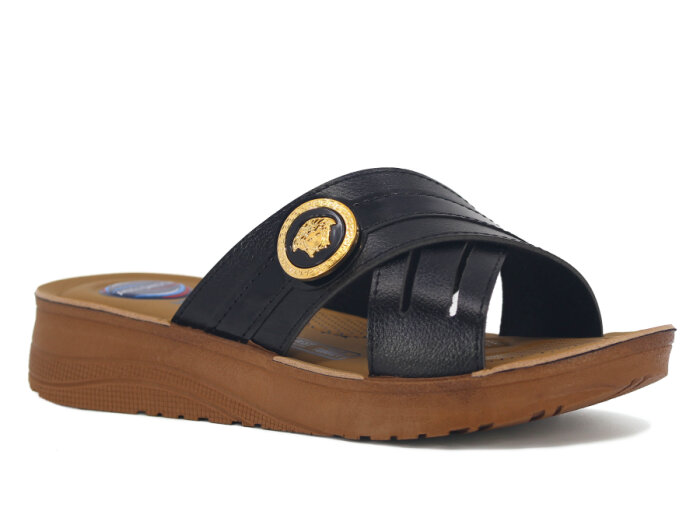 Metmax Zenne 1910 Berfu Çapraz Tek Toka Pedli Günlük Terlik Siyah - 1