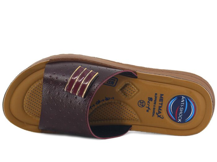 Metmax Zenne 1911 Berfu Pedli Günlük Terlik Bordo - Metmax (1)