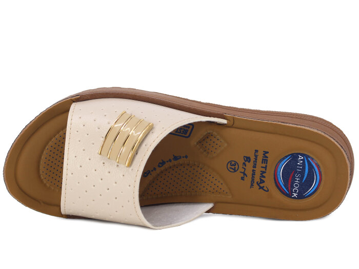 Metmax Zenne 1911 Berfu Pedli Günlük Terlik Krem - Metmax (1)