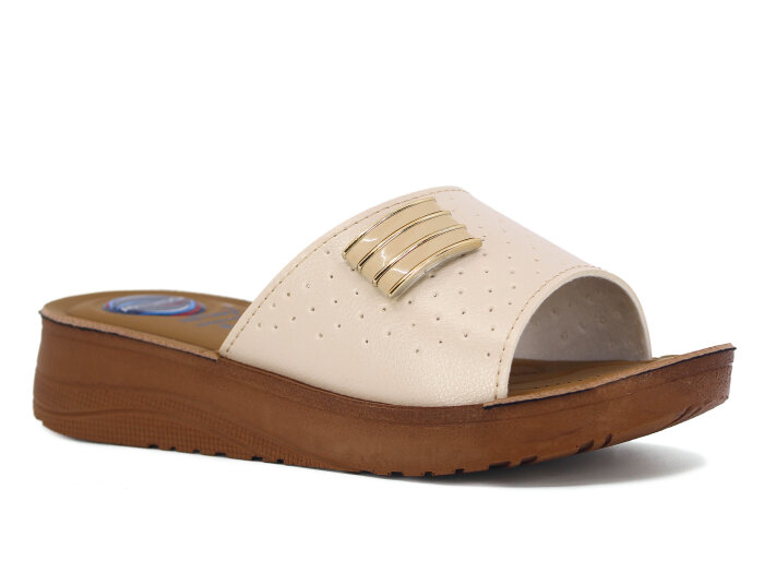 Metmax Zenne 1911 Berfu Pedli Günlük Terlik Krem - Metmax