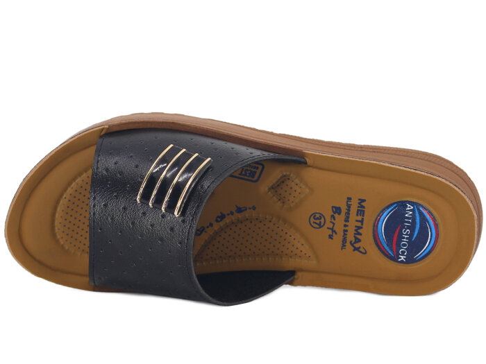 Metmax Zenne 1911 Berfu Pedli Günlük Terlik Siyah - Metmax (1)