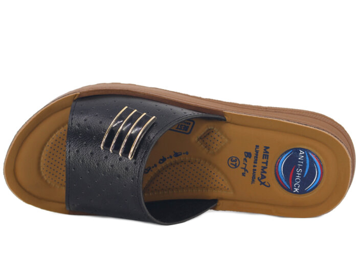 Metmax Zenne 1911 Berfu Pedli Günlük Terlik Siyah - 2