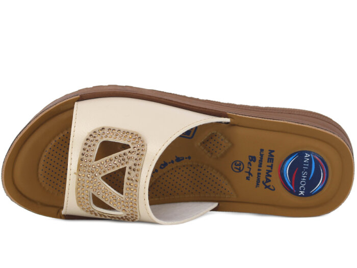 Metmax Zenne 1915 Berfu V Pedli Günlük Terlik Bej - 2