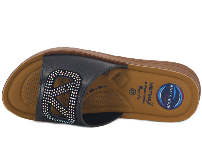 Metmax Zenne 1915 Berfu V Pedli Günlük Terlik Siyah - 2