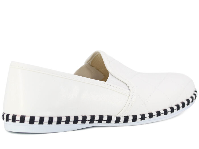 Mısra Zenne Nakışlı Şerit Taban Babet Ayakkabı Beyaz - 3