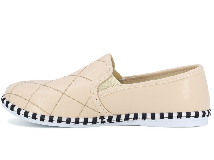 Mısra Zenne Nakışlı Şerit Taban Babet Ayakkabı Krem - Mısra (1)