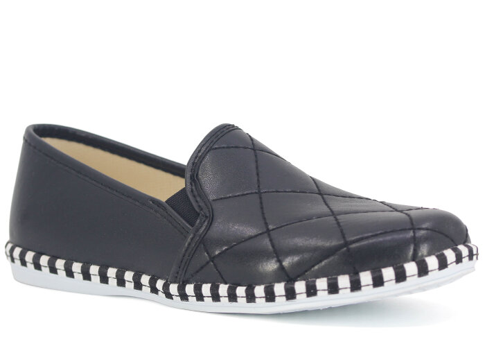 Mısra Zenne Nakışlı Şerit Taban Babet Ayakkabı Siyah - 1