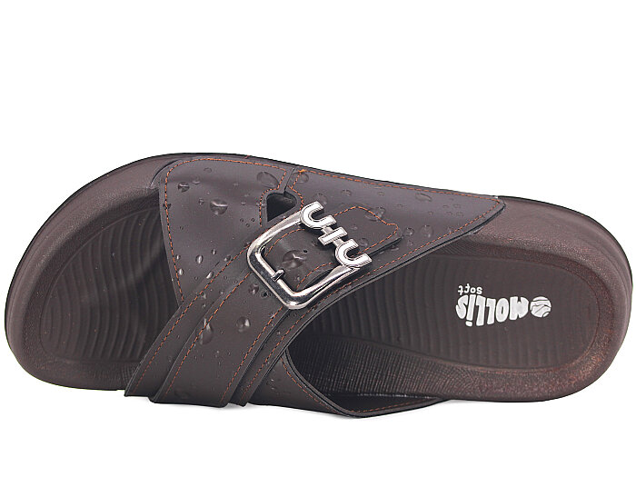 Mollis Zenne 01M3-2027 Çapraz Toka Günlük Terlik Kahve - 2