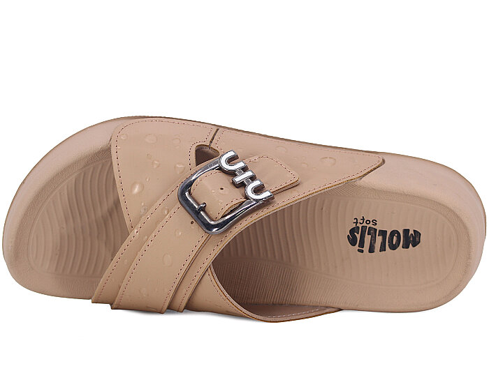 Mollis Zenne 01M3-2027 Çapraz Toka Günlük Terlik Krem - Mollis (1)