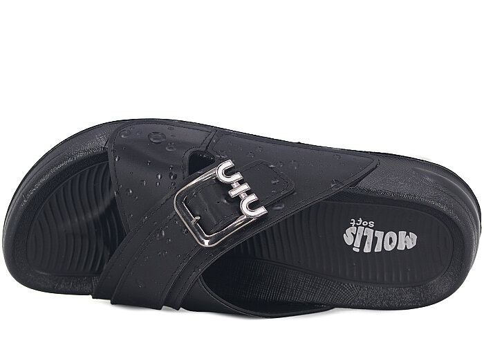 Mollis Zenne 01M3-2027 Çapraz Toka Günlük Terlik Siyah - 2