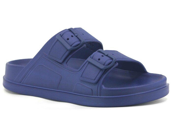 Monapicco Merdane Capri Klasik Çift Toka Lux Eva Terlik Lacivert - Thumbnail