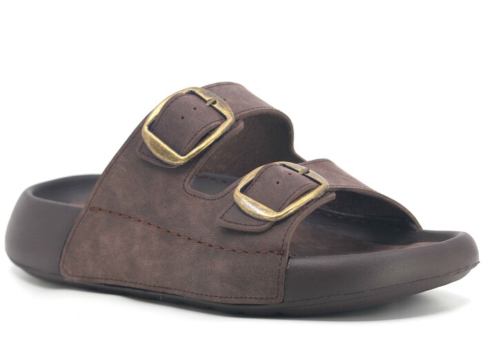 Monapicco Merdane Lapis Çift Toka Lux Eva Terlik Kahve - Monapicco