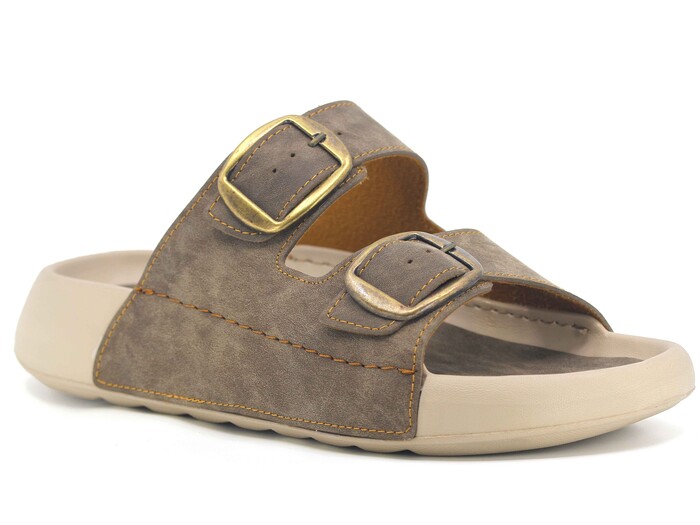 Monapicco Merdane Lapis Çift Toka Lux Eva Terlik Vizon - Monapicco