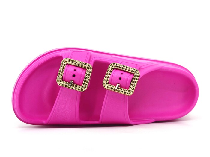 Monapicco Zenne Capri Taşlı Çift Toka Lux Eva Terlik Fuşya - Monapicco (1)