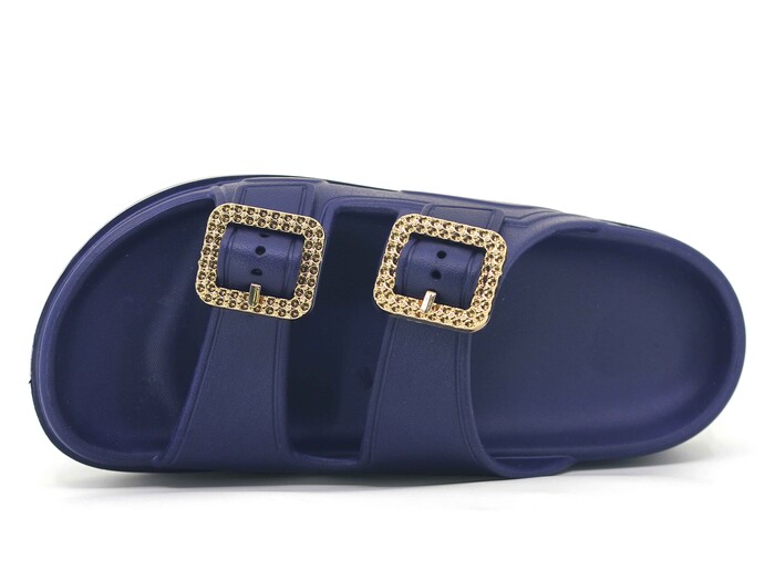 Monapicco Zenne Capri Taşlı Çift Toka Lux Eva Terlik Lacivert - Monapicco (1)