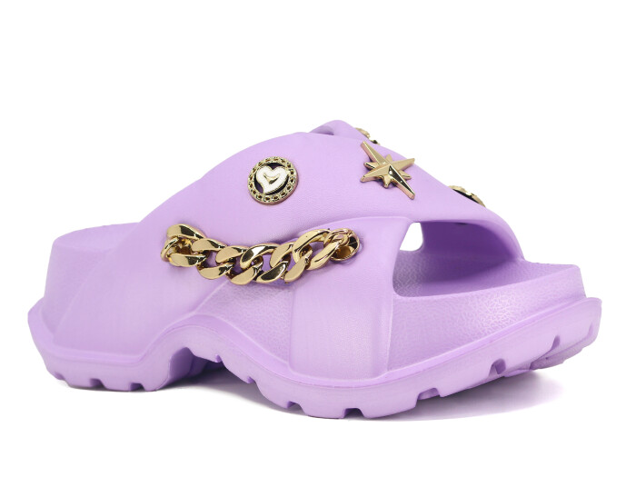 Monapicco Zenne İnci Zincirli Z-Mix Lux Eva Terlik Lila - Monapicco