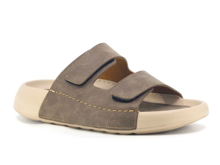 Monapicco Zenne Lapis Çift Bantlı Cırtlı Lux Eva Terlik Vizon - Monapicco