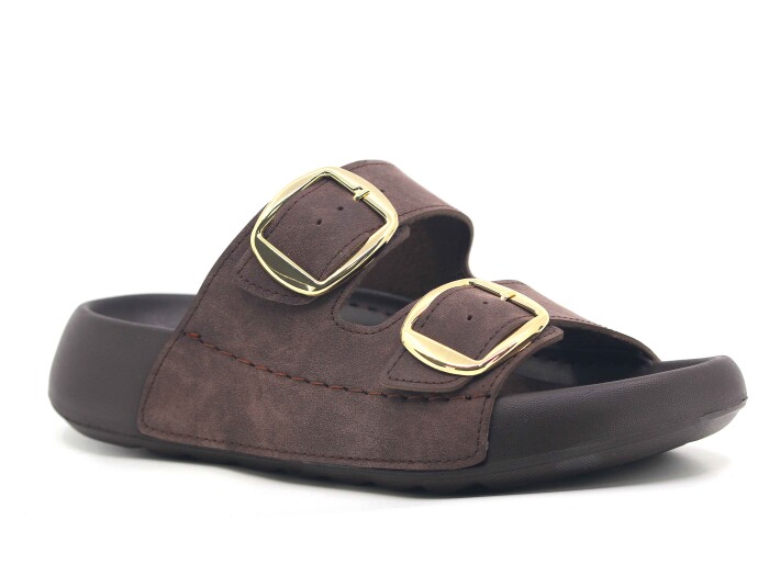 Monapicco Zenne Lapis Çift Toka Lux Eva Terlik Kahve - 1