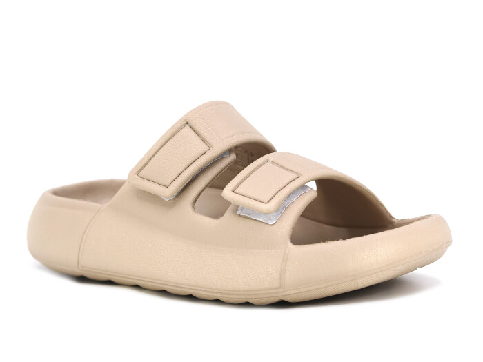 Monapicco Zenne Mercan Cırtlı Bantlı Lux Eva Terlik Kapiçino - Monapicco