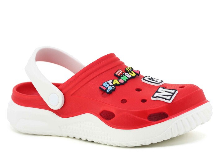 Monapicco Zenne Stella Kauçuk 3 Etiketli Cross Terlik Beyaz - Kırmızı 