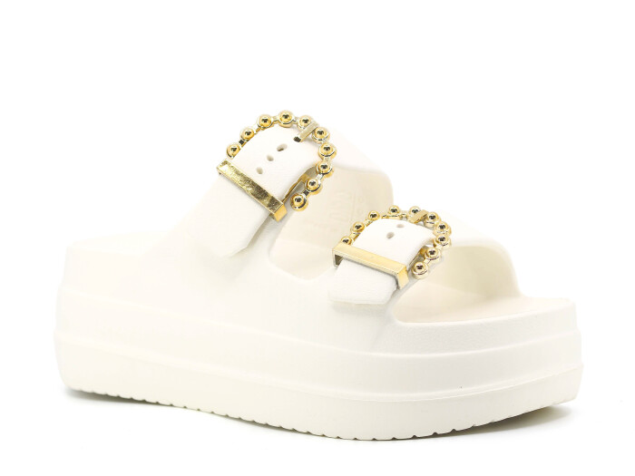 Monapicco Zenne Yakut CT-01 Çift Toka Lux Eva Terlik Bej - Altın - Monapicco