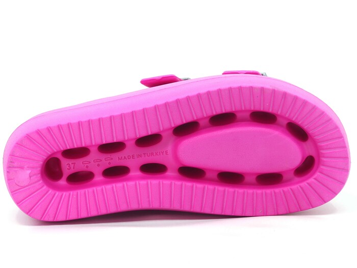 Monapicco Zenne Yakut CT-01 Çift Toka Lux Eva Terlik Fuşya - Platin - 3