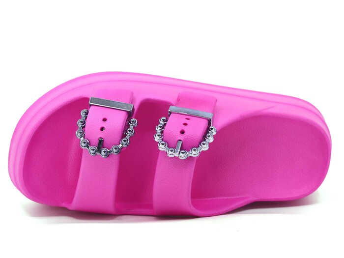 Monapicco Zenne Yakut CT-01 Çift Toka Lux Eva Terlik Fuşya - Platin - Monapicco (1)