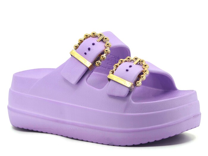 Monapicco Zenne Yakut CT-01 Çift Toka Lux Eva Terlik Lila - Altın - 1