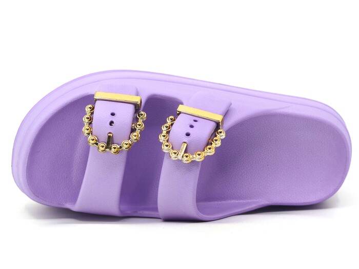 Monapicco Zenne Yakut CT-01 Çift Toka Lux Eva Terlik Lila - Altın - Monapicco (1)